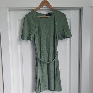 MINKPINK Green Ruffled Tie Front Mini Dress